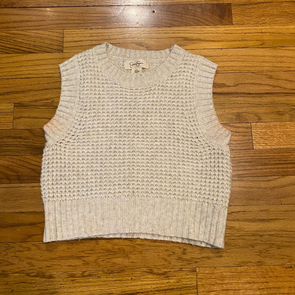 Cream Sleeveless Knit Sweater